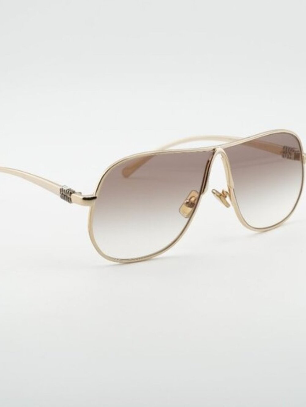 Miu Miu MUA56S 5AK90L Sunglasses Gold Geometric Frame, Brown Lenses